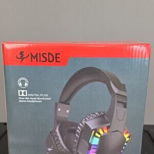 MISDE A66 Illuminated Gaming Headset, Surround Sound, Boom Mic, USB/3.5mm